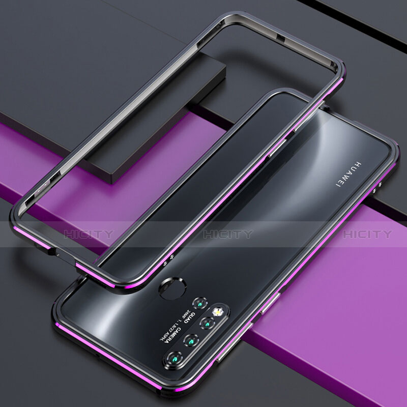 Huawei P20 Lite (2019)用ケース 高級感 手触り良い アルミメタル 製の金属製 バンパー カバー T01 ファーウェイ パープル