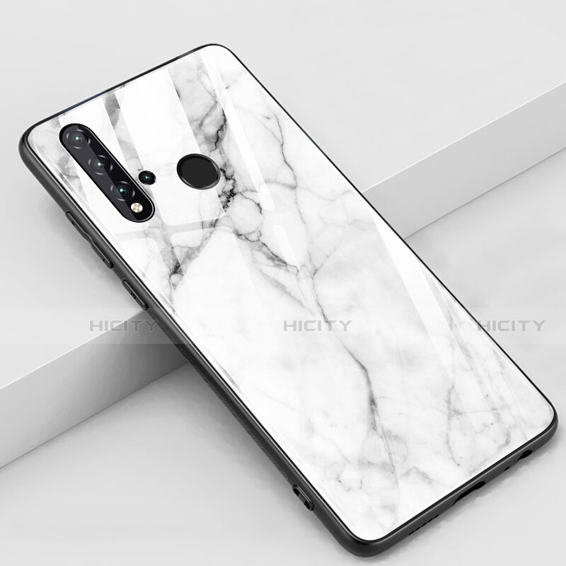 Huawei P20 Lite (2019)用ハイブリットバンパーケース プラスチック パターン 鏡面 カバー S02 ファーウェイ ホワイト