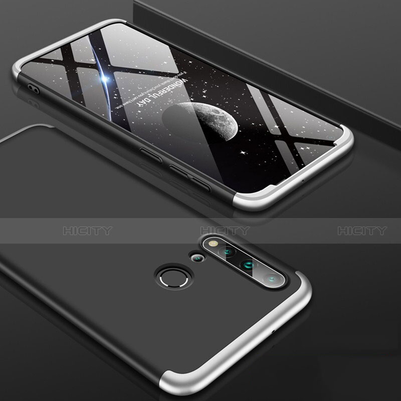 Huawei P20 Lite (2019)用ハードケース プラスチック 質感もマット 前面と背面 360度 フルカバー P01 ファーウェイ シルバー・ブラック
