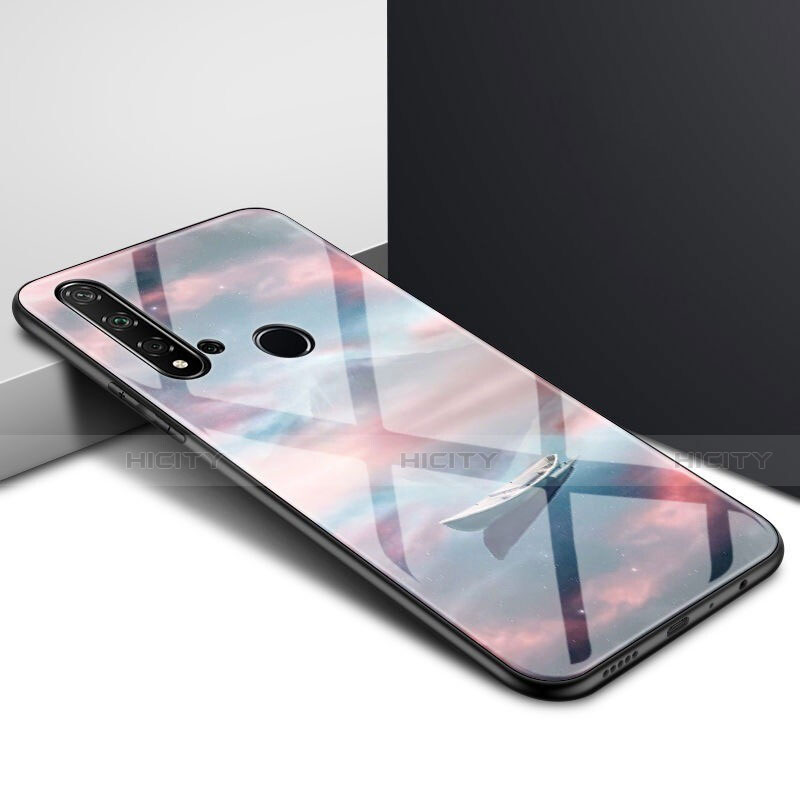 Huawei P20 Lite (2019)用ハイブリットバンパーケース プラスチック 鏡面 虹 グラデーション 勾配色 カバー H01 ファーウェイ ブラウン