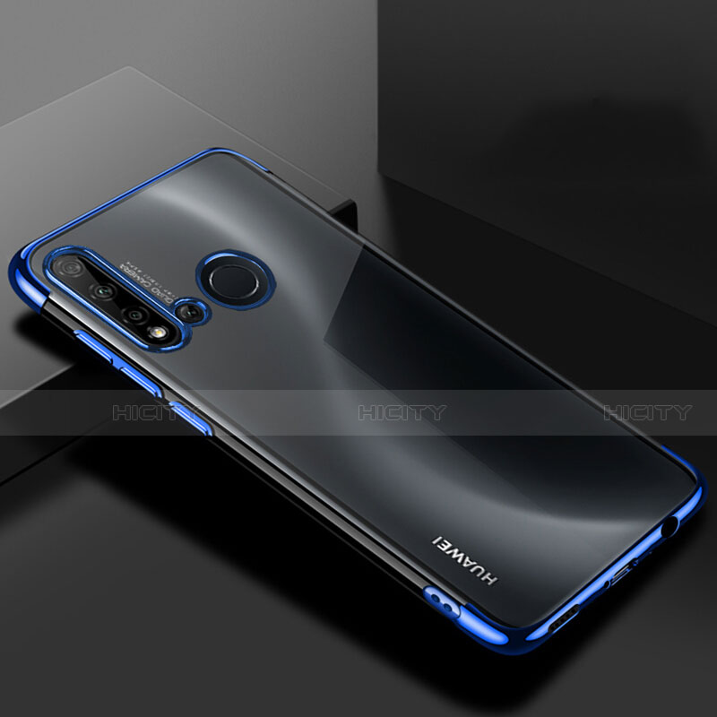 Huawei P20 Lite (2019)用極薄ソフトケース シリコンケース 耐衝撃 全面保護 クリア透明 S07 ファーウェイ ネイビー