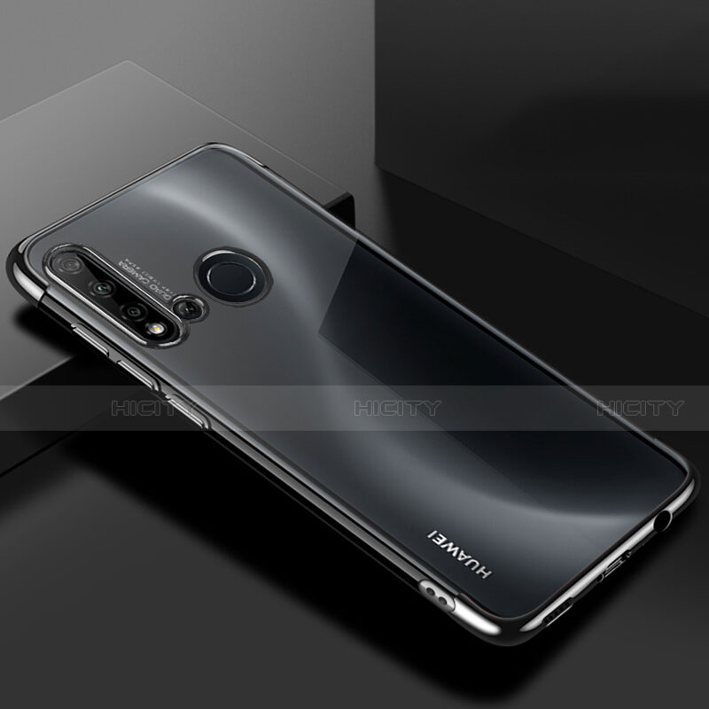 Huawei P20 Lite (2019)用極薄ソフトケース シリコンケース 耐衝撃 全面保護 クリア透明 S07 ファーウェイ ブラック