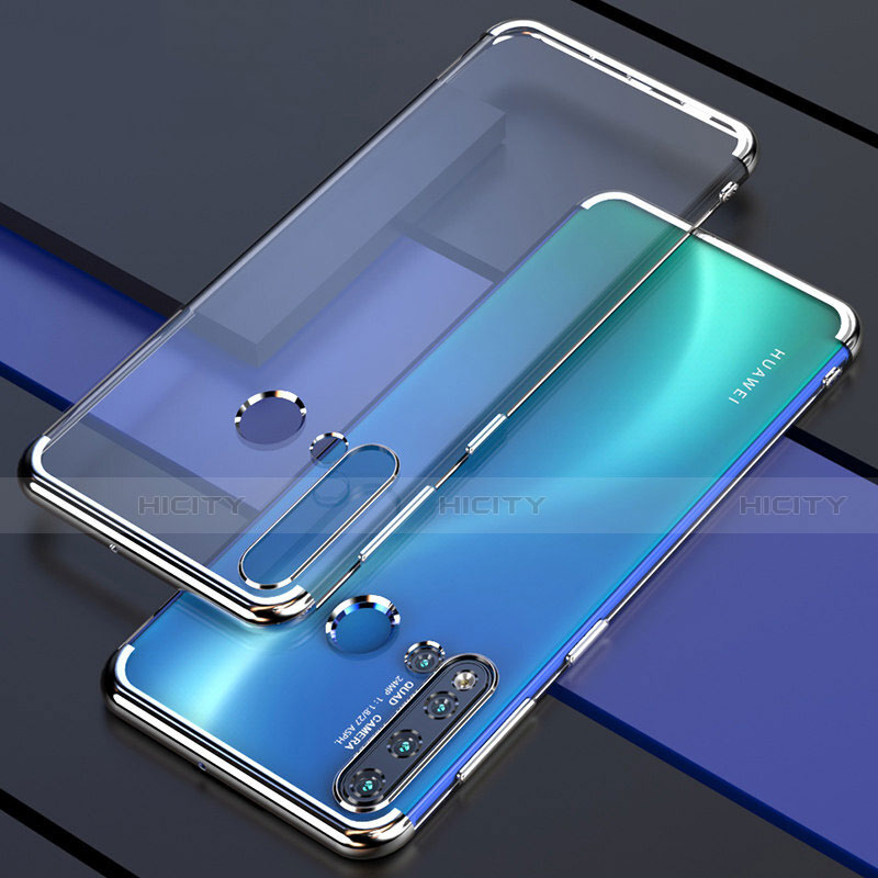 Huawei P20 Lite (2019)用極薄ソフトケース シリコンケース 耐衝撃 全面保護 クリア透明 S04 ファーウェイ シルバー