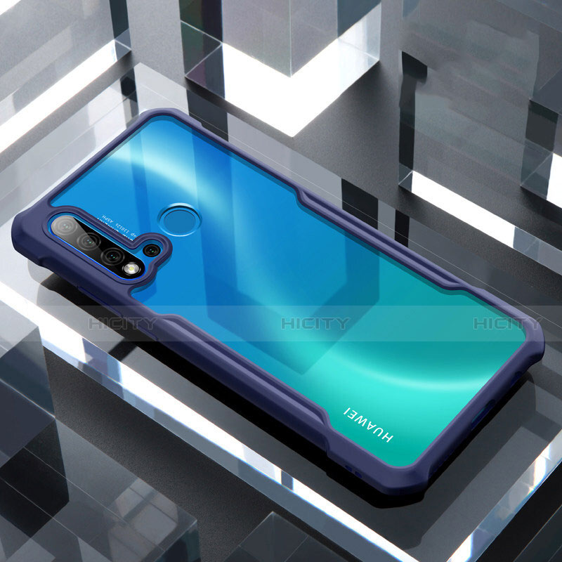 Huawei P20 Lite (2019)用ハイブリットバンパーケース クリア透明 プラスチック 鏡面 カバー H01 ファーウェイ ネイビー
