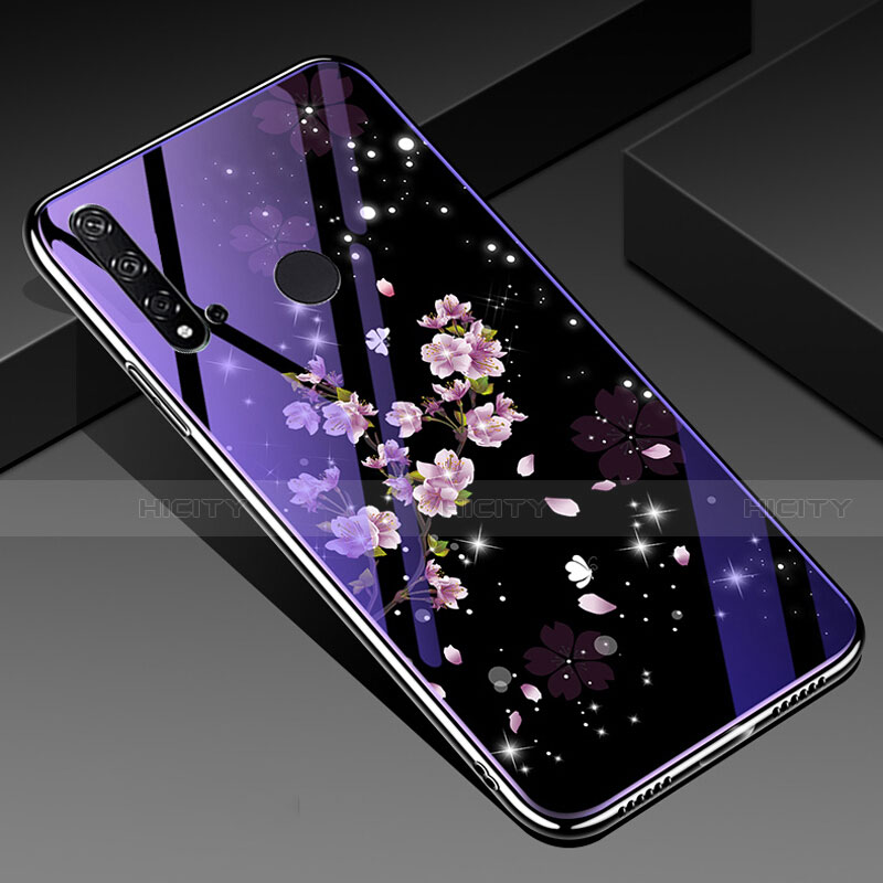 Huawei P20 Lite (2019)用ハイブリットバンパーケース プラスチック 鏡面 花 カバー ファーウェイ 