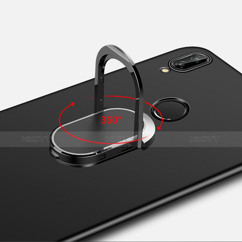 Huawei P20 Lite用ハードケース プラスチック 質感もマット アンド指輪 亦 ひも ファーウェイ ブラック