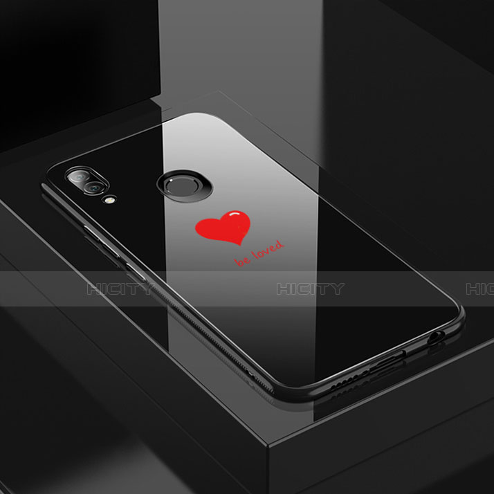 Huawei P20 Lite用ハイブリットバンパーケース プラスチック パターン 鏡面 カバー S01 ファーウェイ ブラック