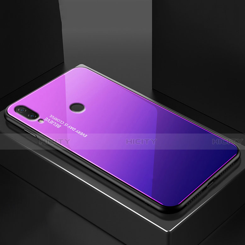 Huawei P20 Lite用ハイブリットバンパーケース プラスチック 鏡面 虹 グラデーション 勾配色 カバー ファーウェイ ネイビー