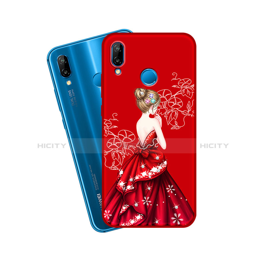 Huawei P20 Lite用シリコンケース ソフトタッチラバー バタフライ ドレスガール ドレス少女 カバー ファーウェイ 