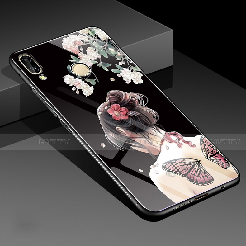 Huawei P20 Lite用ハイブリットバンパーケース プラスチック 鏡面 花 カバー S01 ファーウェイ 