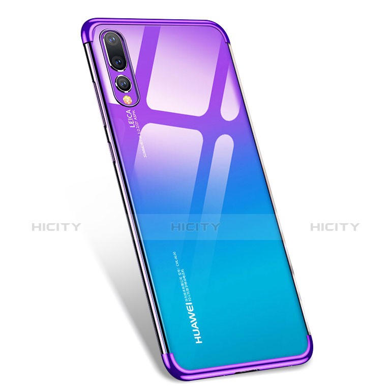 Huawei P20 Pro用極薄ソフトケース シリコンケース 耐衝撃 全面保護 クリア透明 T07 ファーウェイ パープル