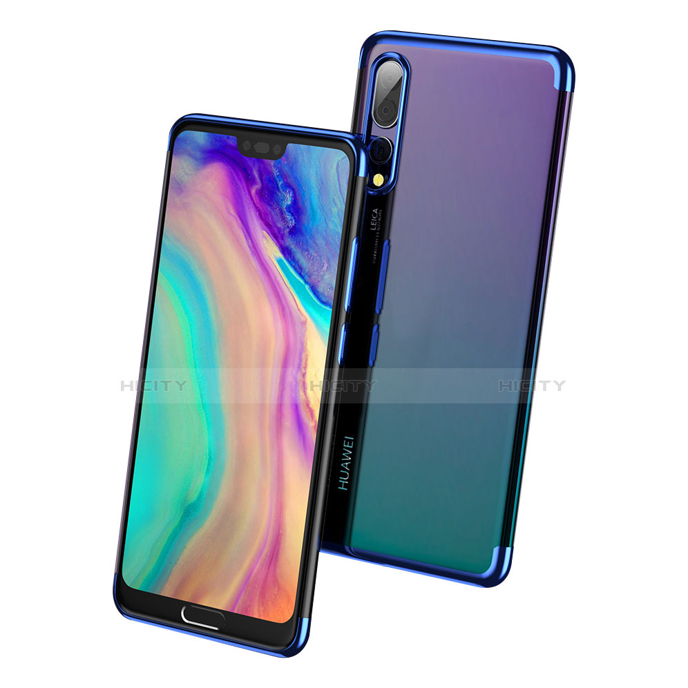 Huawei P20 Pro用極薄ソフトケース シリコンケース 耐衝撃 全面保護 クリア透明 T09 ファーウェイ ネイビー