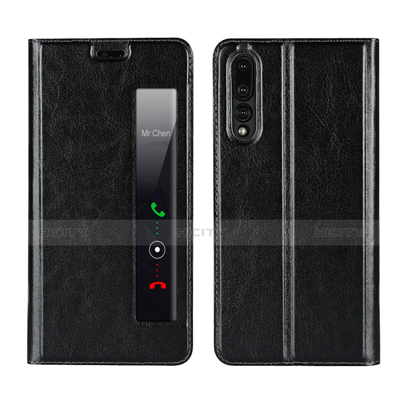 Huawei P20 Pro用手帳型 レザーケース スタンド カバー L01 ファーウェイ ブラック