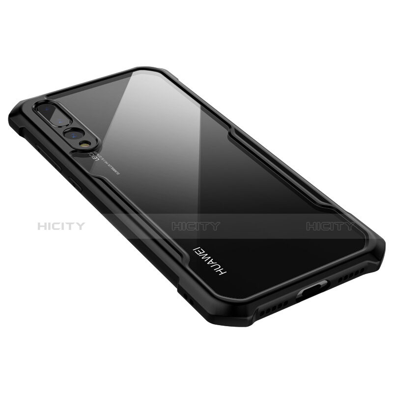 Huawei P20 Pro用ハイブリットバンパーケース クリア透明 プラスチック 鏡面 カバー M03 ファーウェイ ブラック