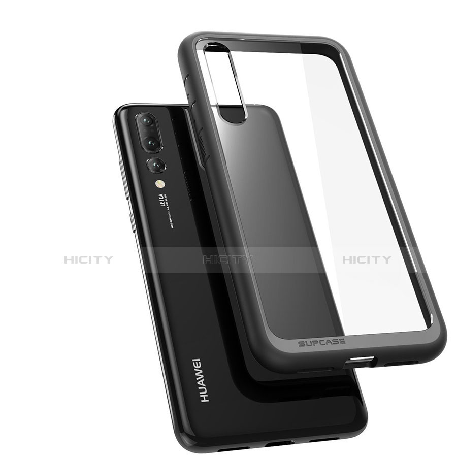 Huawei P20 Pro用ハイブリットバンパーケース クリア透明 プラスチック 鏡面 カバー Z02 ファーウェイ ブラック
