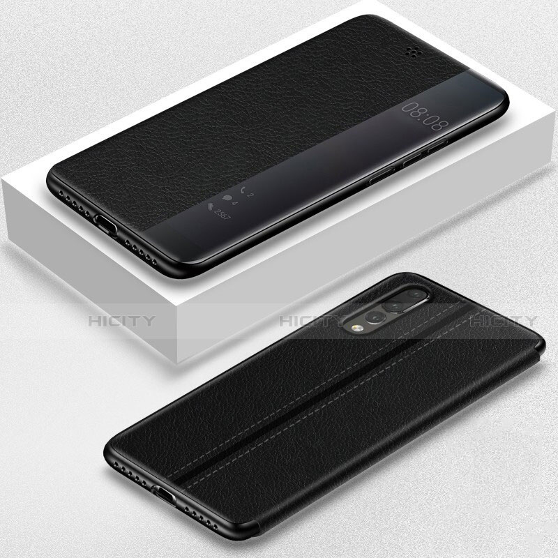 Huawei P20 Pro用手帳型 レザーケース スタンド カバー T07 ファーウェイ ブラック