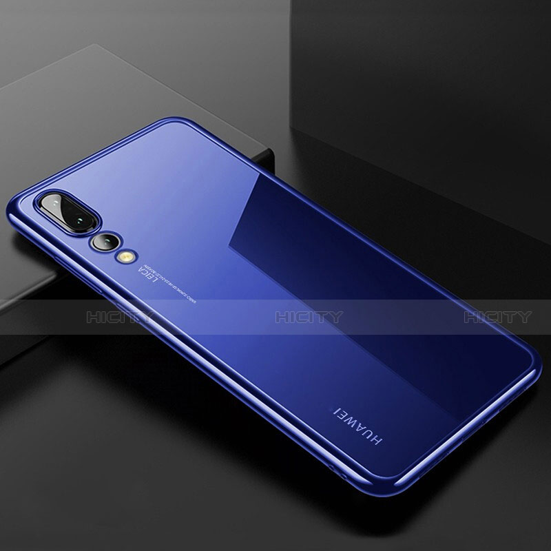 Huawei P20 Pro用極薄ソフトケース シリコンケース 耐衝撃 全面保護 クリア透明 S03 ファーウェイ ネイビー