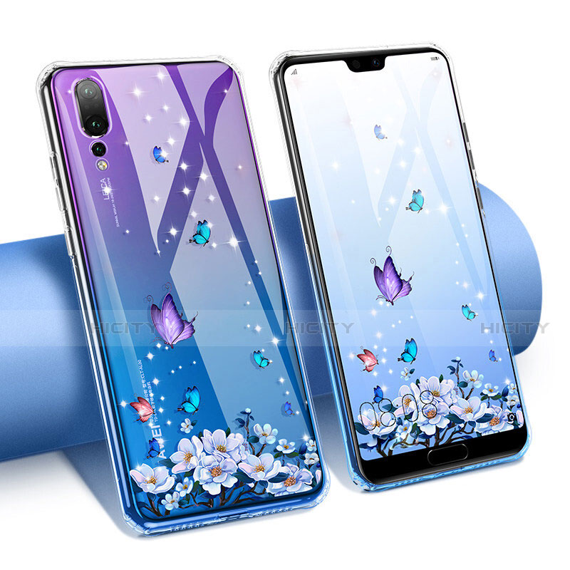 Huawei P20 Pro用極薄ソフトケース シリコンケース 耐衝撃 全面保護 クリア透明 花 T02 ファーウェイ マルチカラー