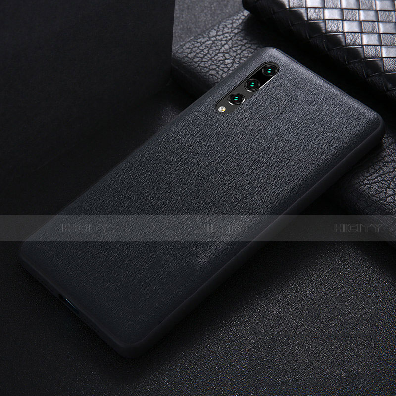 Huawei P20 Pro用ケース 高級感 手触り良いレザー柄 R03 ファーウェイ ブラック