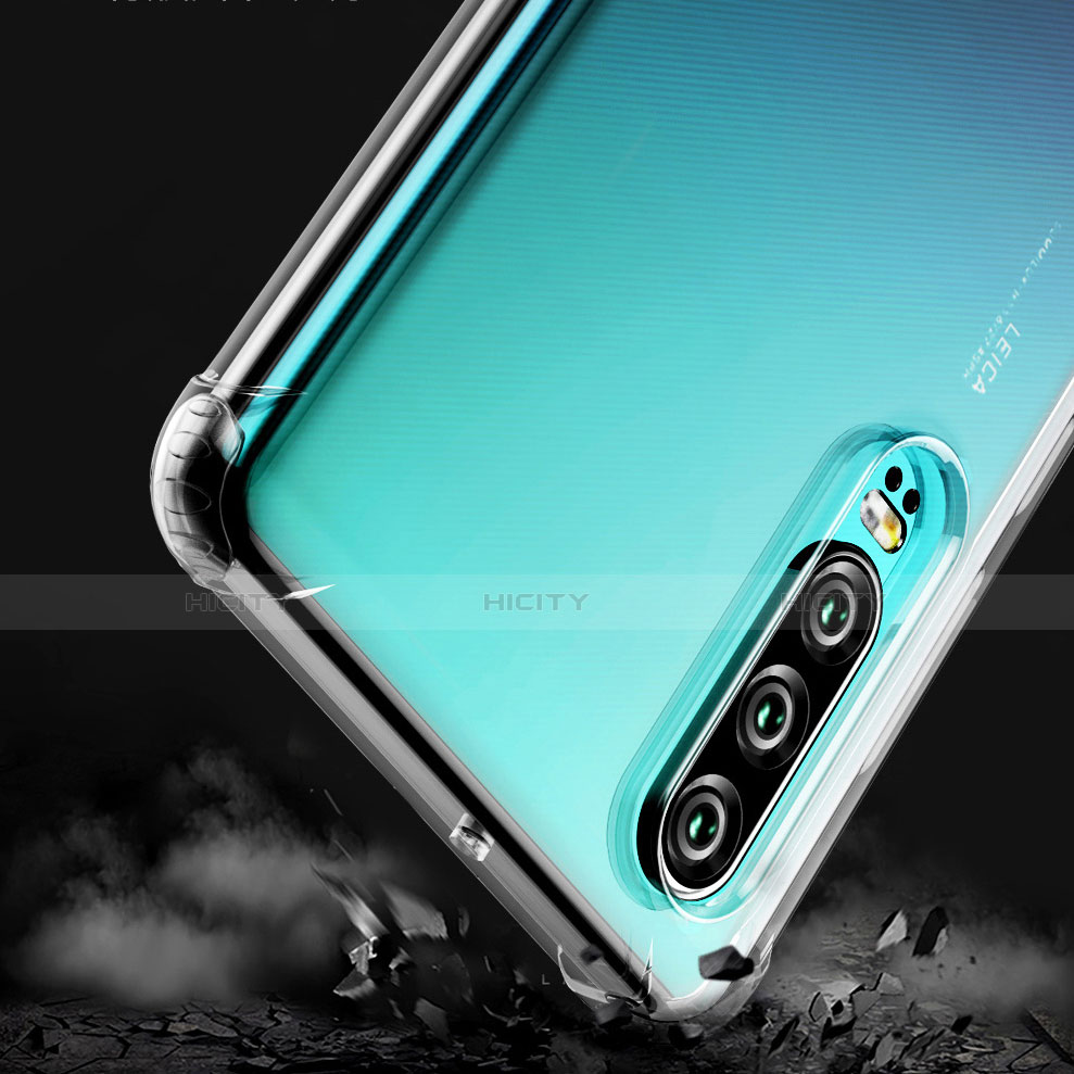 Huawei P30用極薄ソフトケース シリコンケース 耐衝撃 全面保護 クリア透明 T02 ファーウェイ クリア