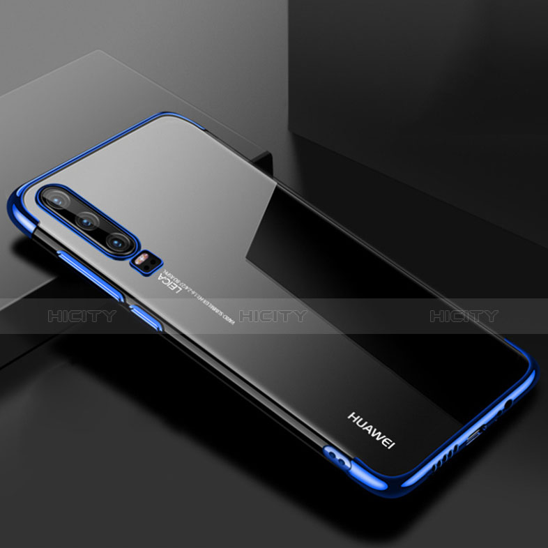 Huawei P30用極薄ソフトケース シリコンケース 耐衝撃 全面保護 クリア透明 H02 ファーウェイ ネイビー