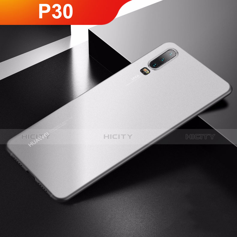 Huawei P30用極薄ケース クリア透明 プラスチック 質感もマット カバー ファーウェイ ホワイト