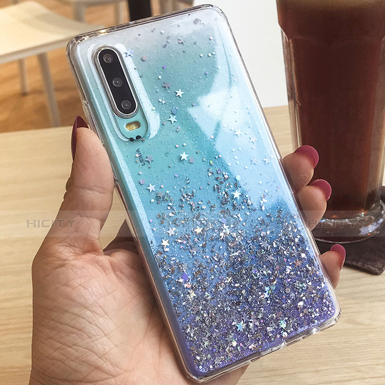 Huawei P30用シリコンケース ソフトタッチラバー バタフライ 星空 ファーウェイ クリア