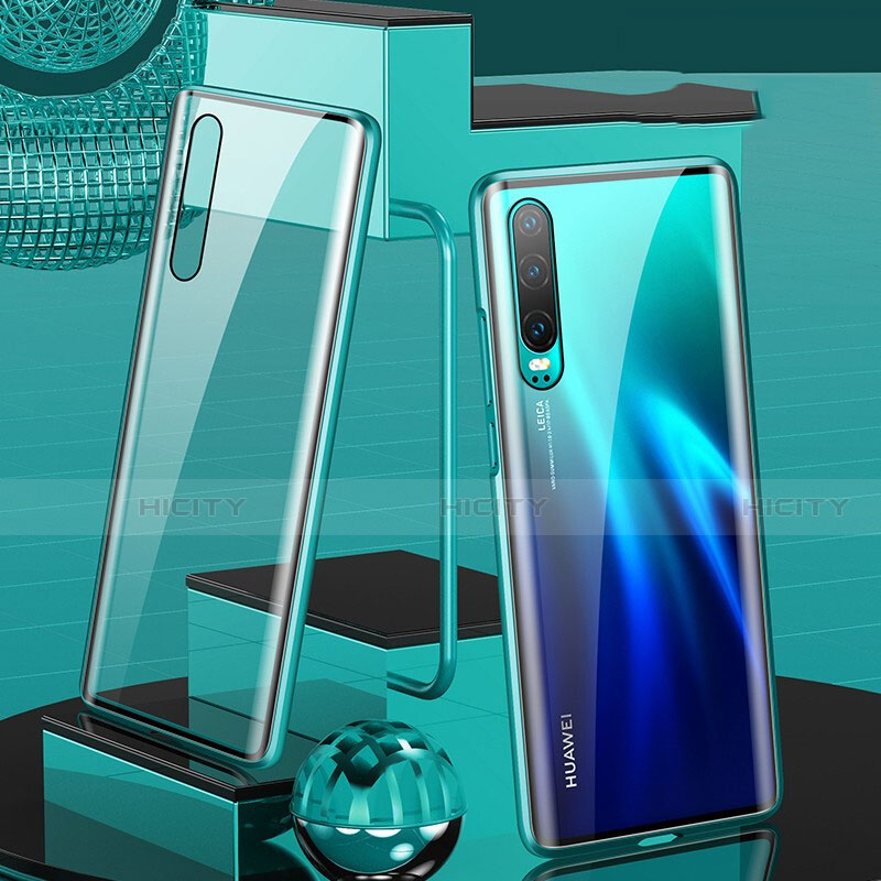 Huawei P30用ケース 高級感 手触り良い アルミメタル 製の金属製 360度 フルカバーバンパー 鏡面 カバー T10 ファーウェイ グリーン