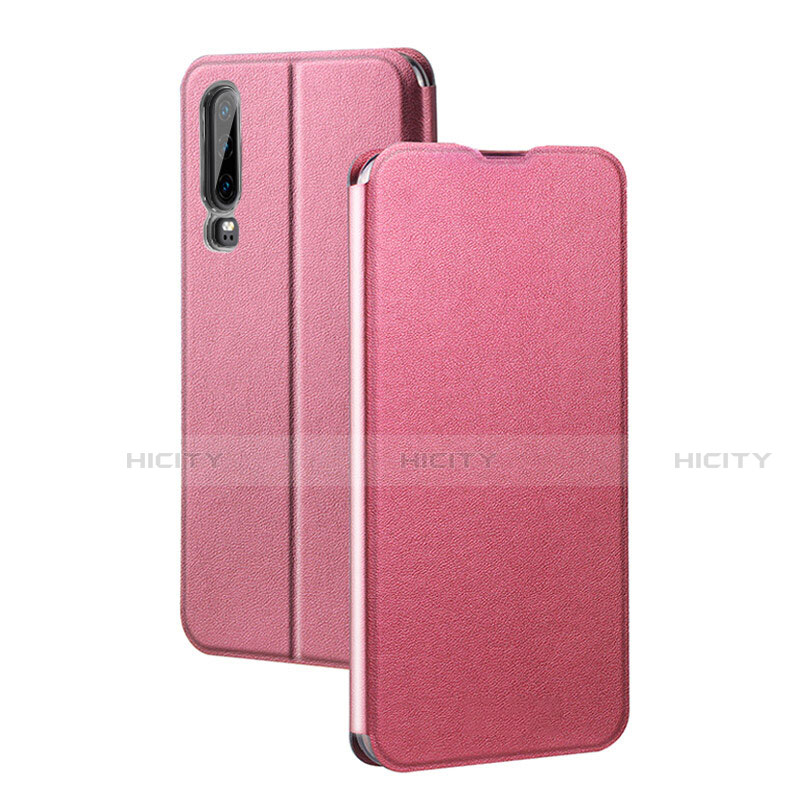 Huawei P30用手帳型 レザーケース スタンド カバー T03 ファーウェイ ピンク