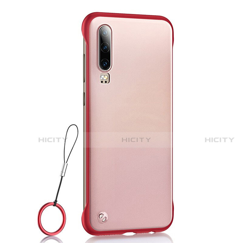 Huawei P30用ハードカバー クリスタル クリア透明 S04 ファーウェイ レッド