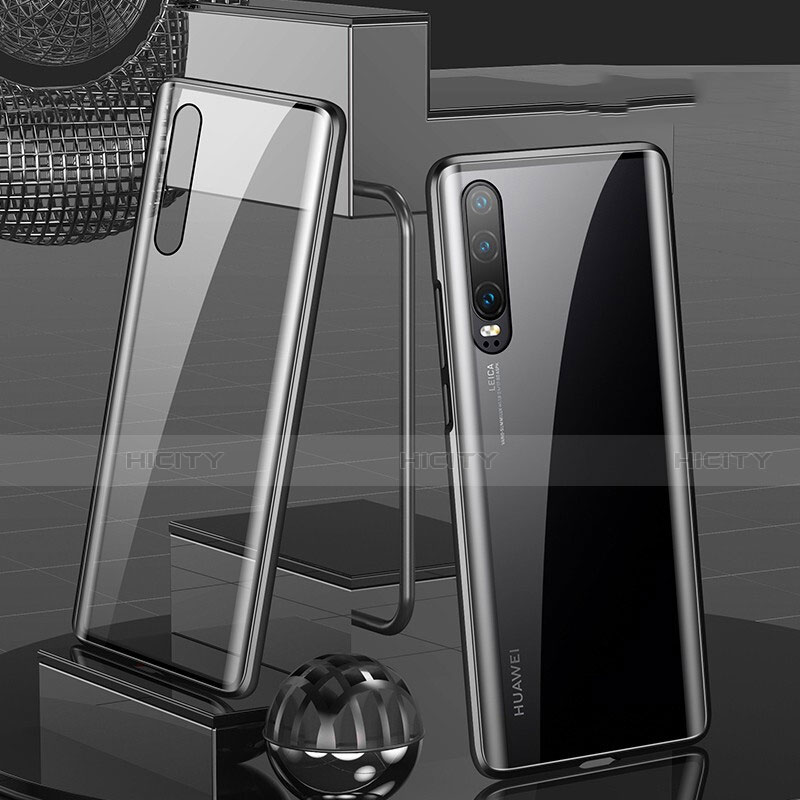 Huawei P30用ケース 高級感 手触り良い アルミメタル 製の金属製 360度 フルカバーバンパー 鏡面 カバー T10 ファーウェイ ブラック