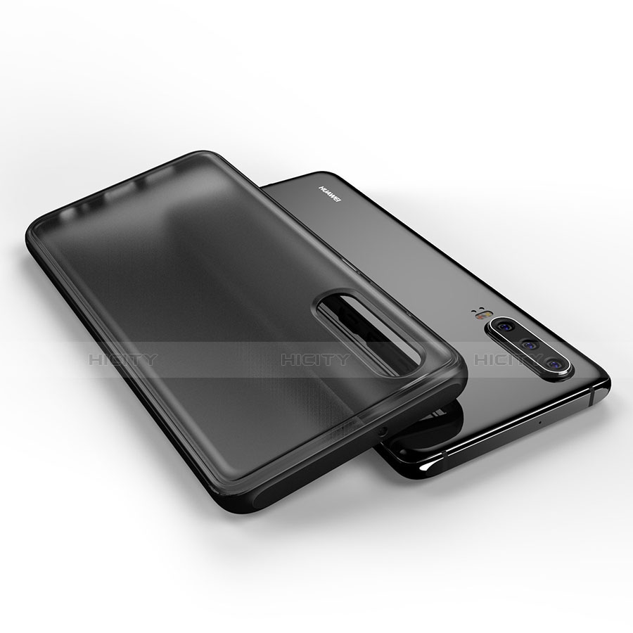 Huawei P30用ハイブリットバンパーケース クリア透明 プラスチック 鏡面 カバー T04 ファーウェイ 