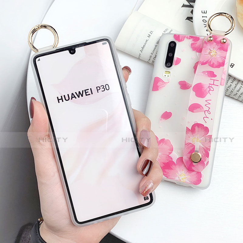 Huawei P30用シリコンケース ソフトタッチラバー 花 カバー S08 ファーウェイ 