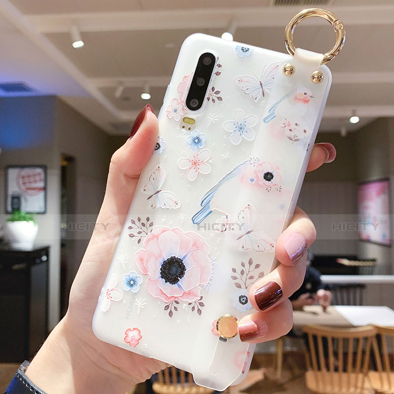 Huawei P30用シリコンケース ソフトタッチラバー 花 カバー S10 ファーウェイ 