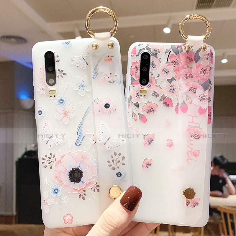 Huawei P30用シリコンケース ソフトタッチラバー 花 カバー S10 ファーウェイ 