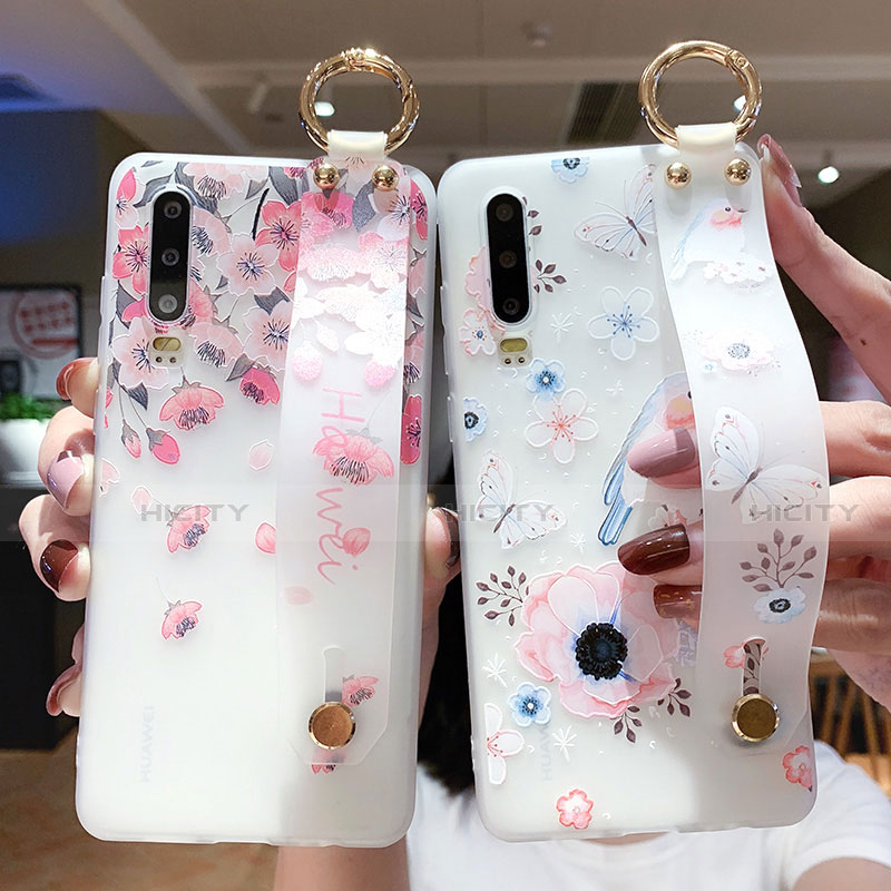 Huawei P30用シリコンケース ソフトタッチラバー 花 カバー S10 ファーウェイ 