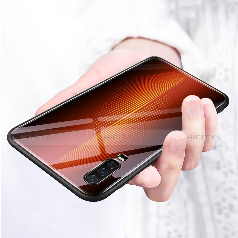 Huawei P30用ハイブリットバンパーケース プラスチック 鏡面 虹 グラデーション 勾配色 カバー ファーウェイ 