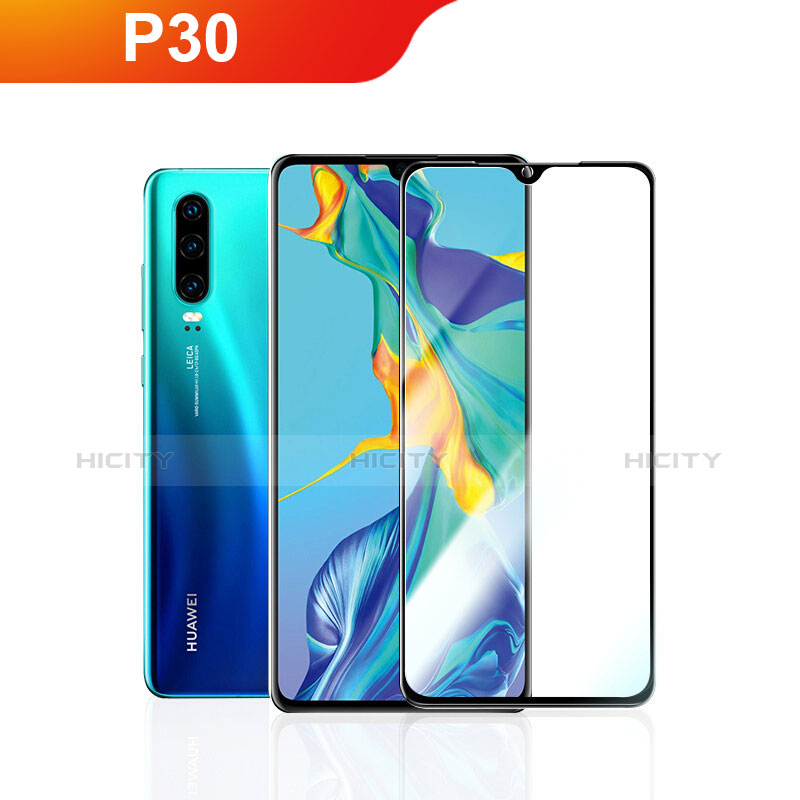 Huawei P30用強化ガラス フル液晶保護フィルム F05 ファーウェイ ブラック