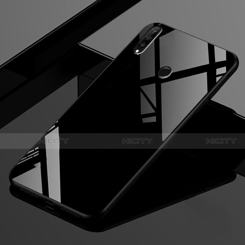 Huawei P30 Lite用ハイブリットバンパーケース プラスチック 鏡面 虹 グラデーション 勾配色 カバー ファーウェイ ブラック
