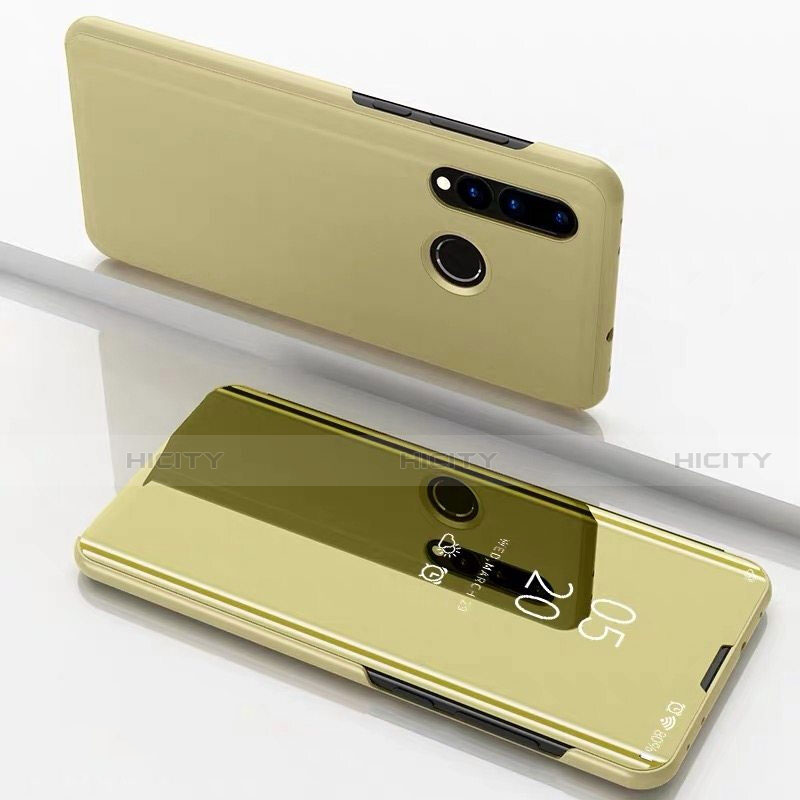 Huawei P30 Lite用手帳型 レザーケース スタンド 鏡面 カバー ファーウェイ ゴールド