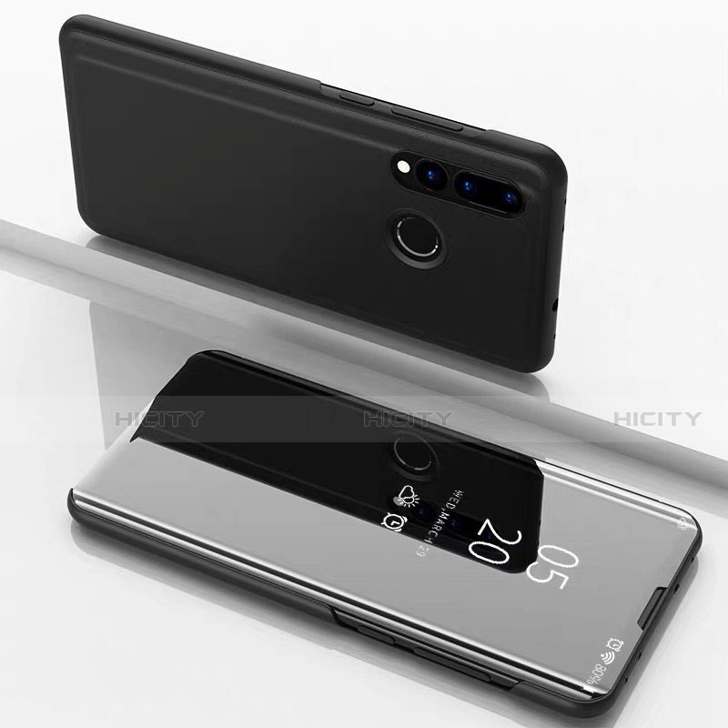 Huawei P30 Lite用手帳型 レザーケース スタンド 鏡面 カバー ファーウェイ ブラック