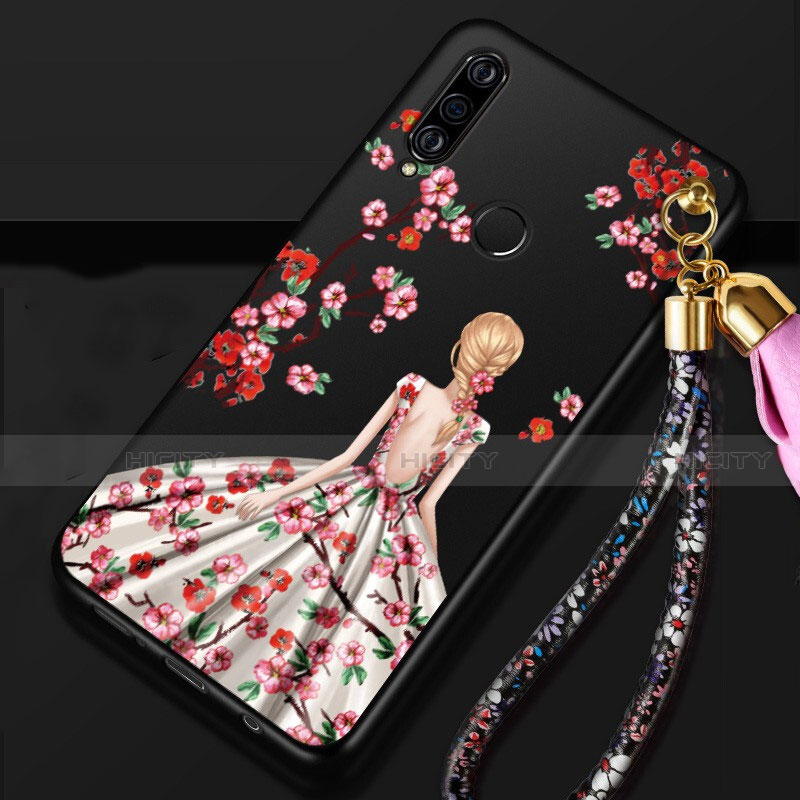 Huawei P30 Lite用シリコンケース ソフトタッチラバー バタフライ ドレスガール ドレス少女 カバー K02 ファーウェイ マルチカラー