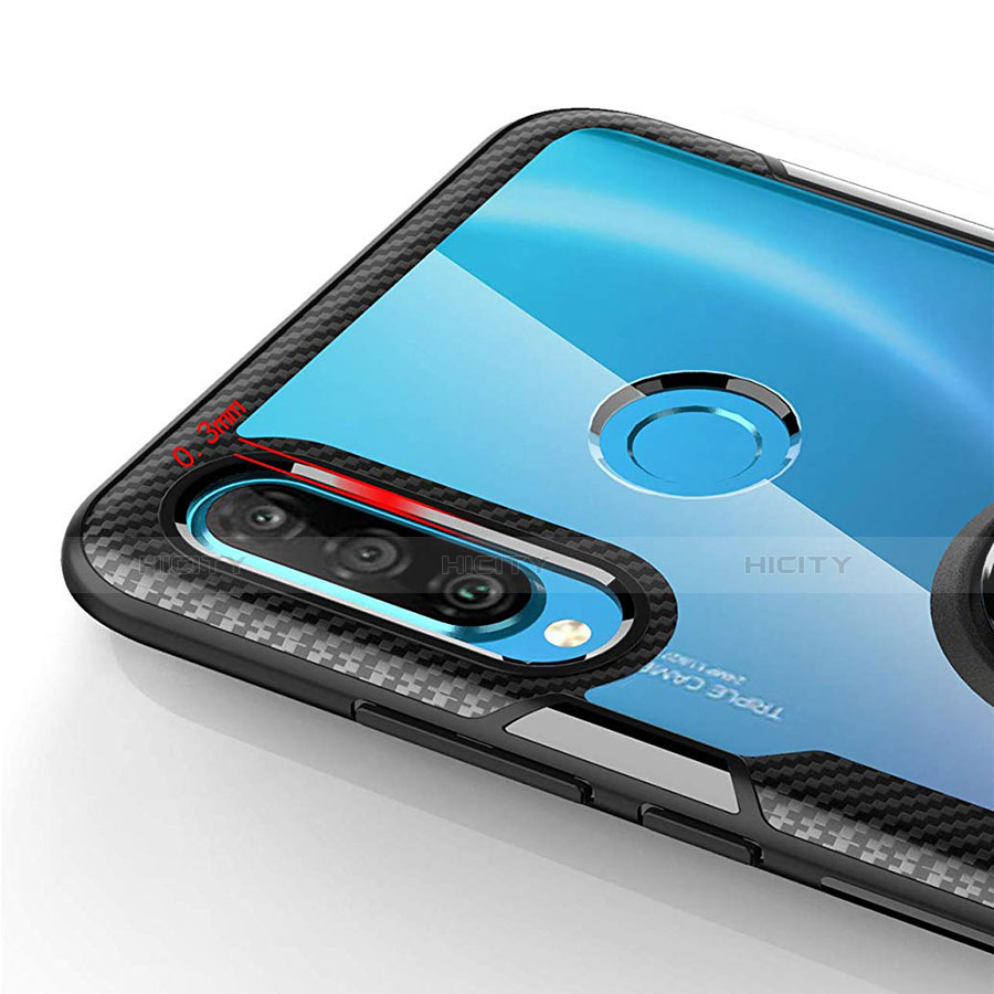 Huawei P30 Lite用360度 フルカバーハイブリットバンパーケース クリア透明 プラスチック 鏡面 アンド指輪 マグネット式 Z01 ファーウェイ 