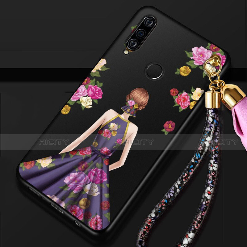 Huawei P30 Lite用シリコンケース ソフトタッチラバー バタフライ ドレスガール ドレス少女 カバー K02 ファーウェイ 