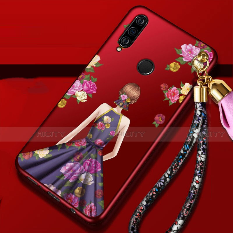 Huawei P30 Lite用シリコンケース ソフトタッチラバー バタフライ ドレスガール ドレス少女 カバー K02 ファーウェイ 