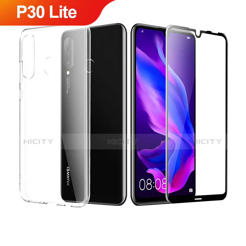 Huawei P30 Lite New Edition用極薄ソフトケース シリコンケース 耐衝撃 全面保護 クリア透明 アンド液晶保護フィルム ファーウェイ クリア