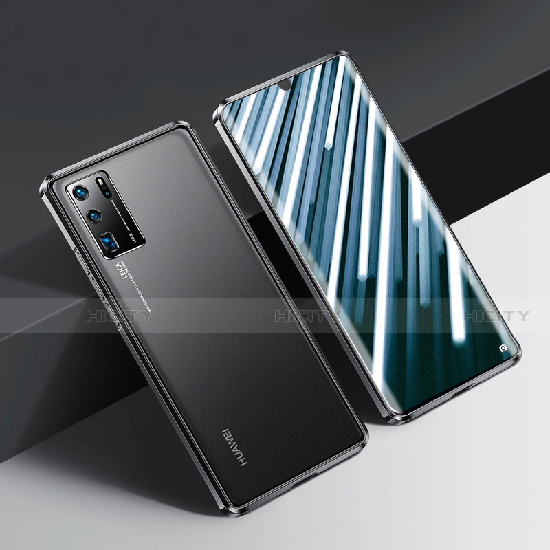 Huawei P30 Pro用ケース 高級感 手触り良い アルミメタル 製の金属製 360度 フルカバーバンパー 鏡面 カバー N01 ファーウェイ ブラック