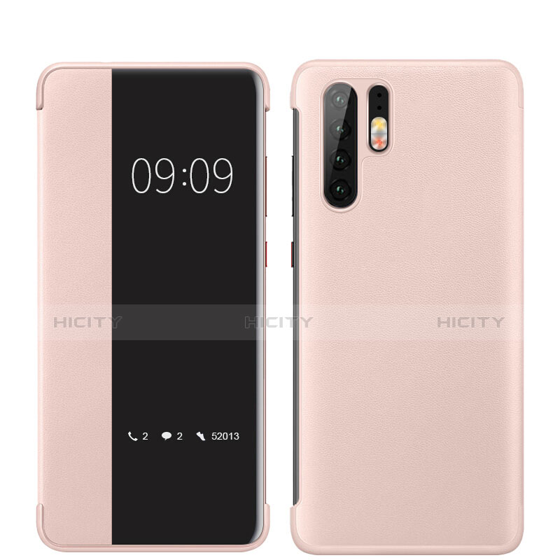 Huawei P30 Pro用ケース 高級感 手触り良いレザー柄 ファーウェイ ローズゴールド