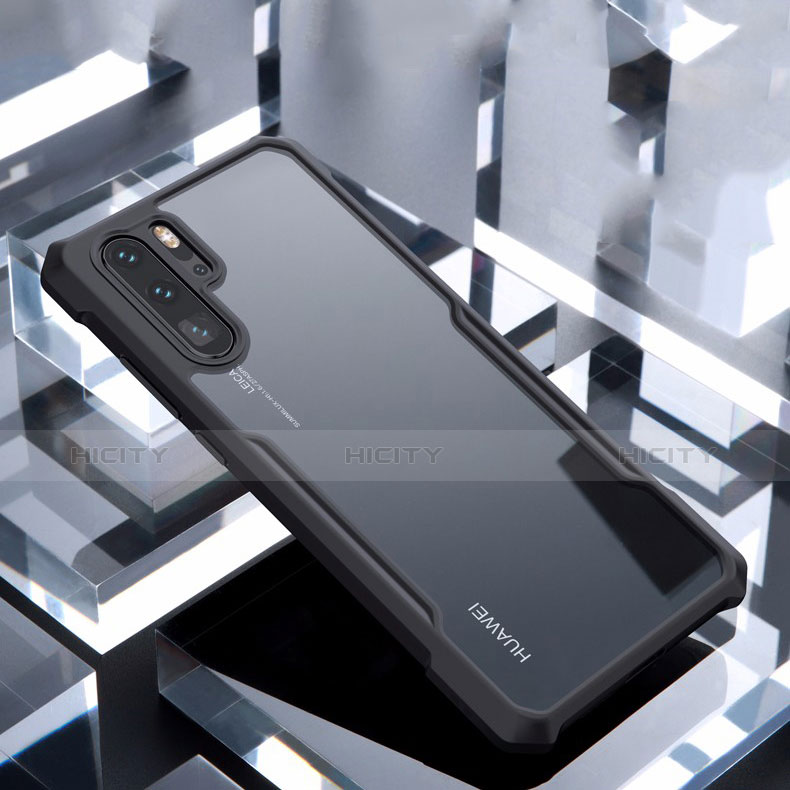 Huawei P30 Pro用ハイブリットバンパーケース クリア透明 プラスチック 鏡面 カバー ファーウェイ ブラック