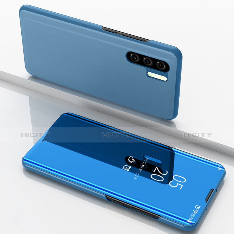 Huawei P30 Pro用手帳型 レザーケース スタンド 鏡面 カバー ファーウェイ ブルー